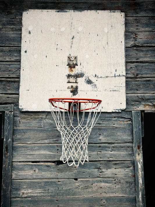 white and red basketball hoop