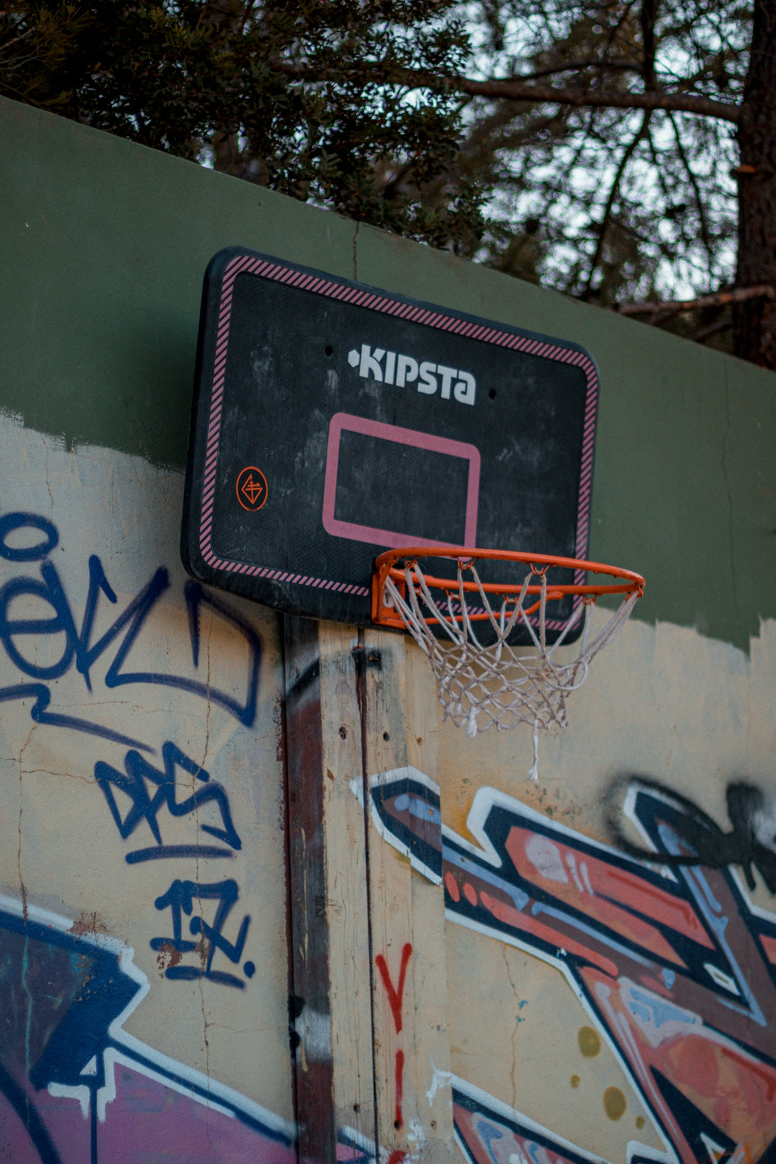 a basketball hoop mounted to the side of a wall
