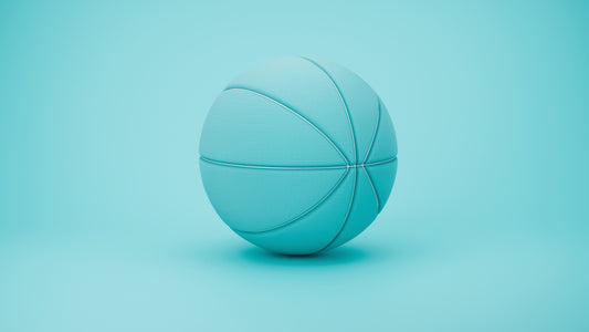 a blue ball sitting on top of a blue surface