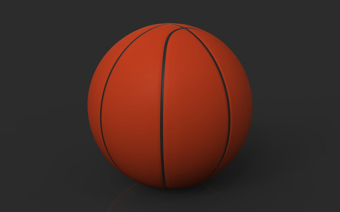A basketball is shown against a dark background.